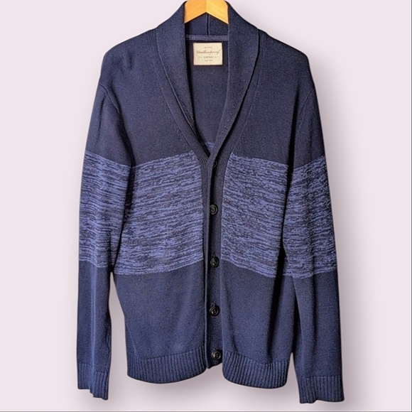 Original Weatherproof Vintage Navy Blue Cotton Knit Button Down Cardigan Size L - Picture 1 of 10